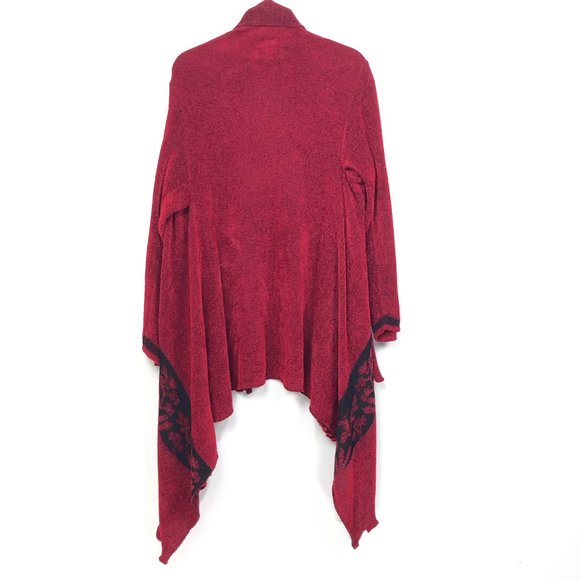 Roni Bis Red & Black Chenille Waterfall Sweater - Picture 2 of 6